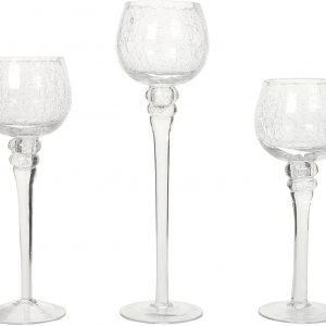 Set of 3 Crackle Glass Tea light Holders