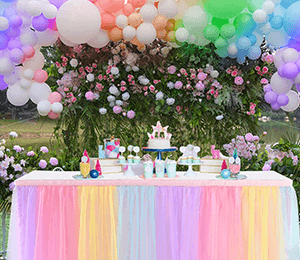 Rainbow Party Table Skirt