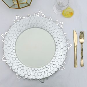 Silver Charger Plate with Mermaid Scale Trim