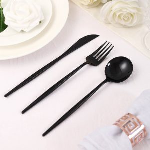 Black Disposable Cutlery Set