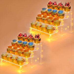4 Tier Step Cupcake Stand (Clear) + LED Light String (Yellow)